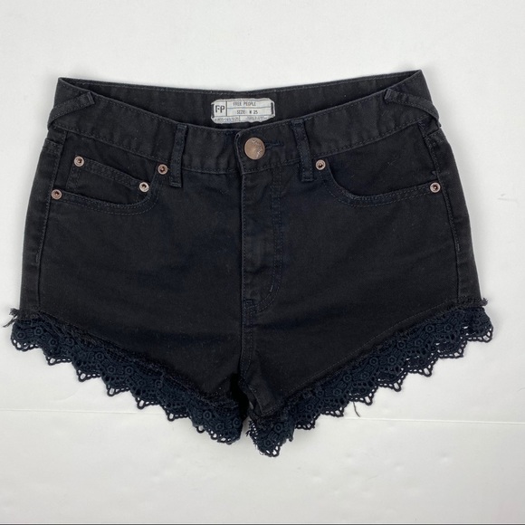 Free People Lace Trim Shorts Black - Picture 6 of 6